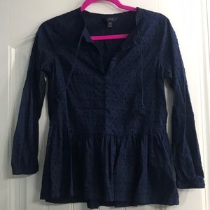 Navy J Crew peplum top